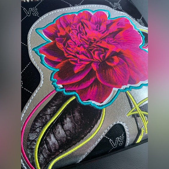 Victorias Secret Faux Leather Cosmetic Makeup Clutch Bag Black Monogram NWT - Picture 8 of 9